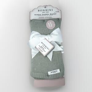 BONBINI Knit Baby Swaddle Blanket Cotton & Bamboo Blend Sage Green Soft New